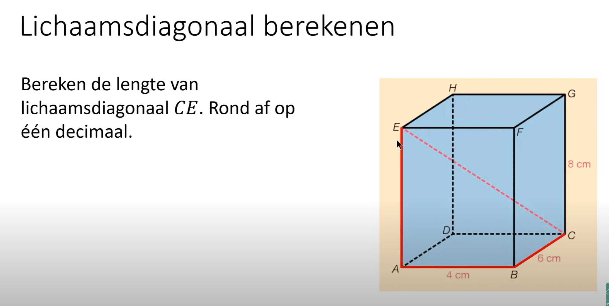 Lichaamsdiagonaal berekenen