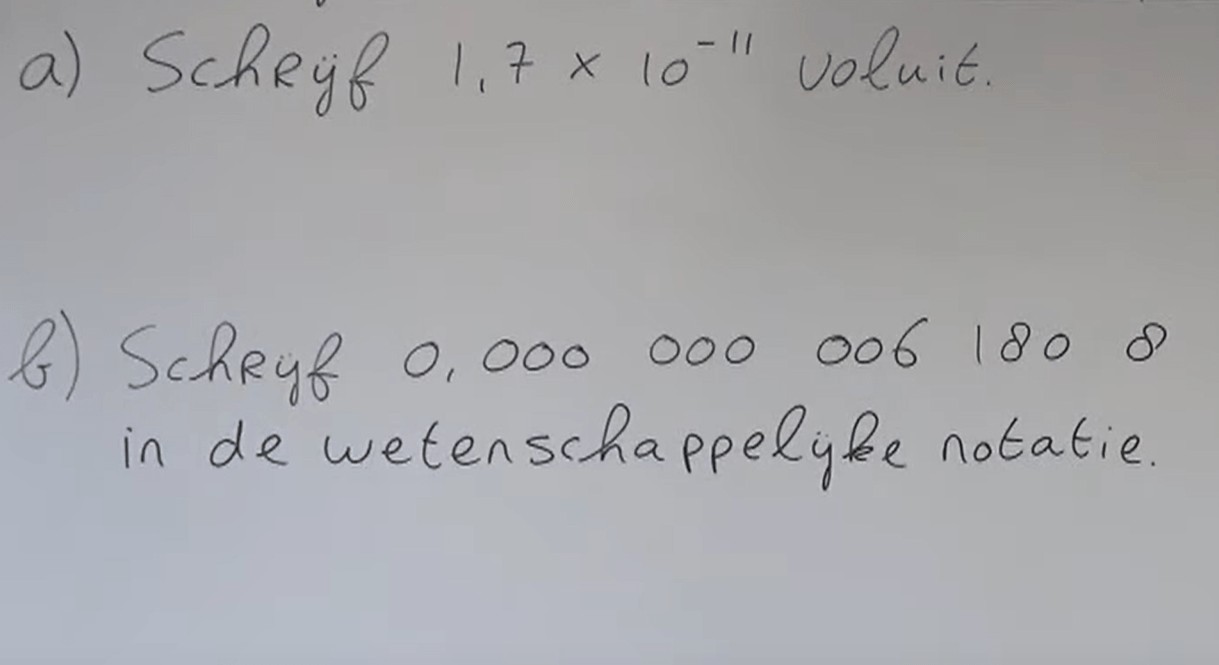 5 G - Kleine getallen in wetenschappelijke notatie