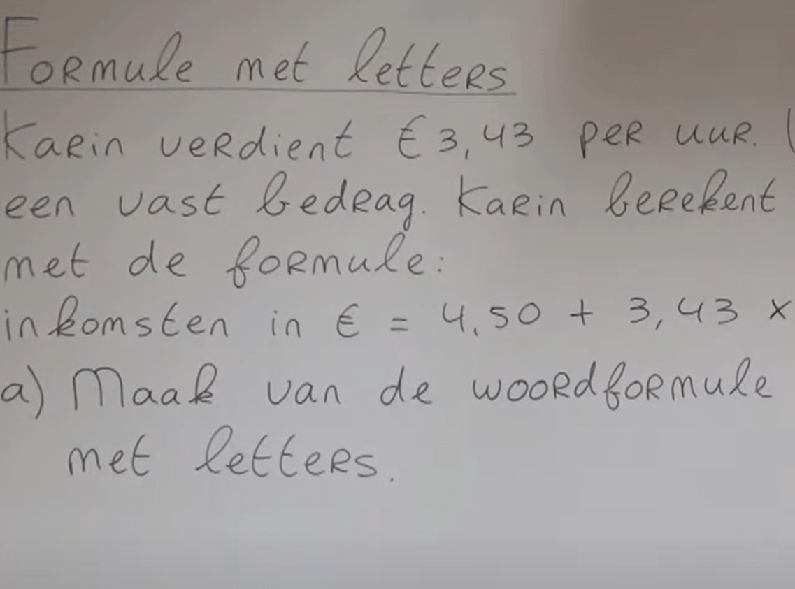 7 A - Verbanden, formules met letters