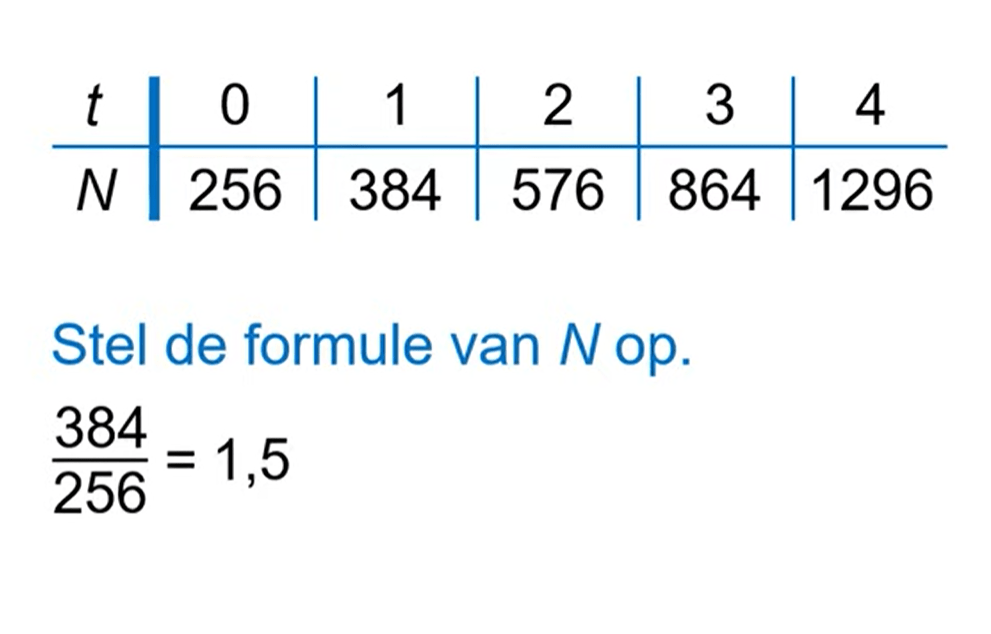 7 O 2 - Formule maken bij exponentieel verband